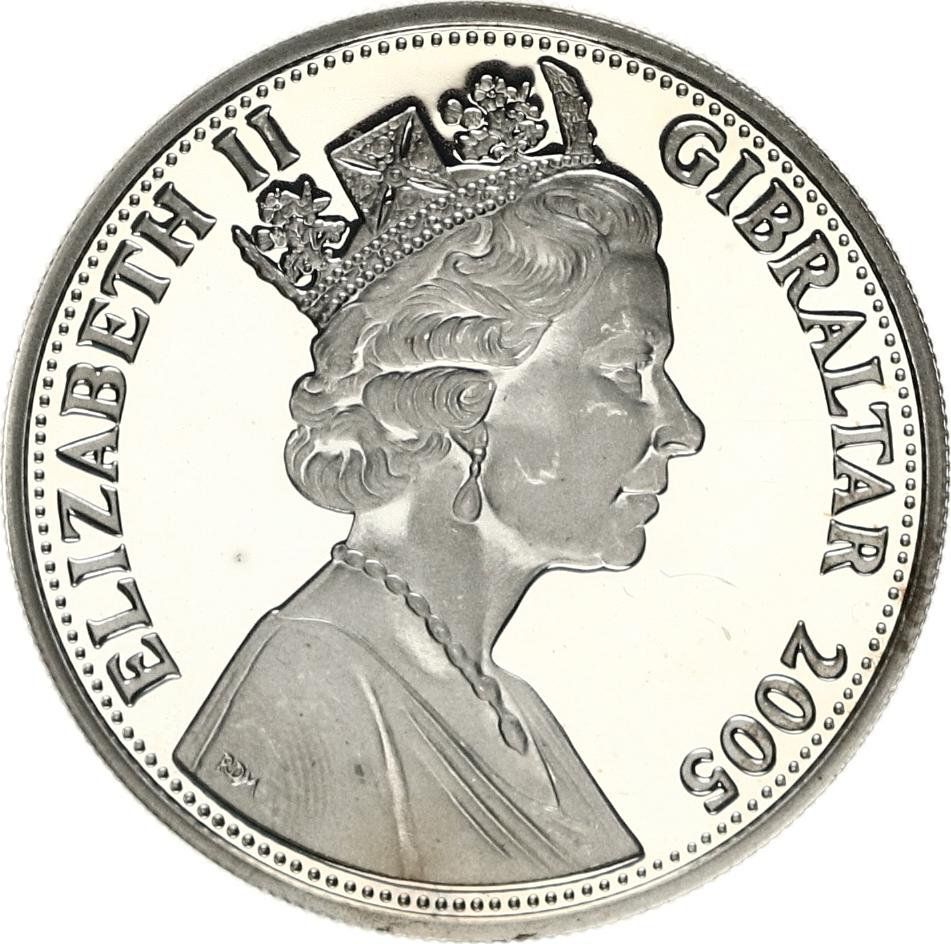 Gibraltar 5 Pounds - Elizabeth II Garden Party obverse