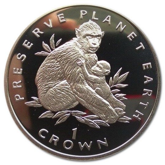 Gibraltar 1 Crown - Elizabeth II Barbary Ape; Silver Proof