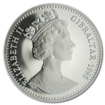 Gibraltar 1 Crown - Elizabeth II Sperm Whale; Silver Proof obverse