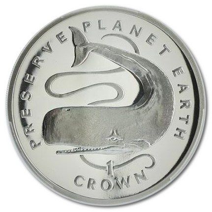 Gibraltar 1 Crown - Elizabeth II Sperm Whale; Silver Proof reverse