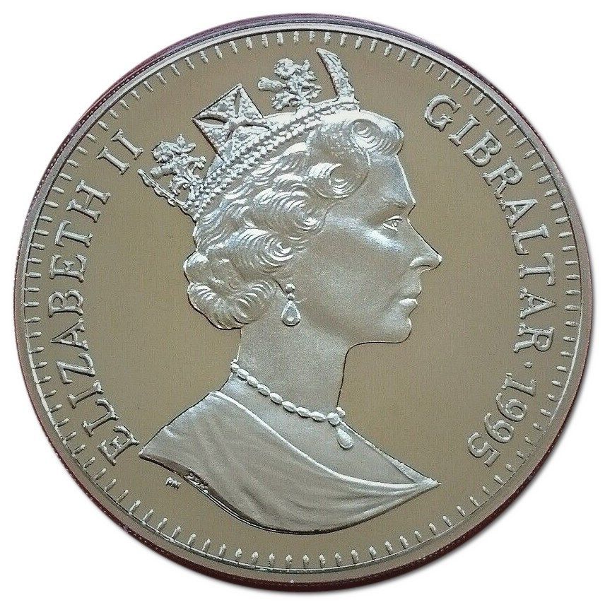 Gibraltar 1 Crown - Elizabeth II Peter Rabbit; Silver Proof obverse