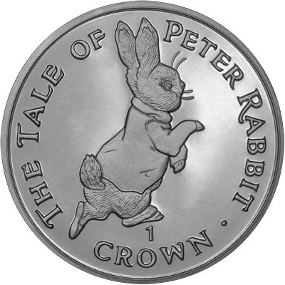 Gibraltar 1 Crown - Elizabeth II Peter Rabbit; Silver Proof reverse