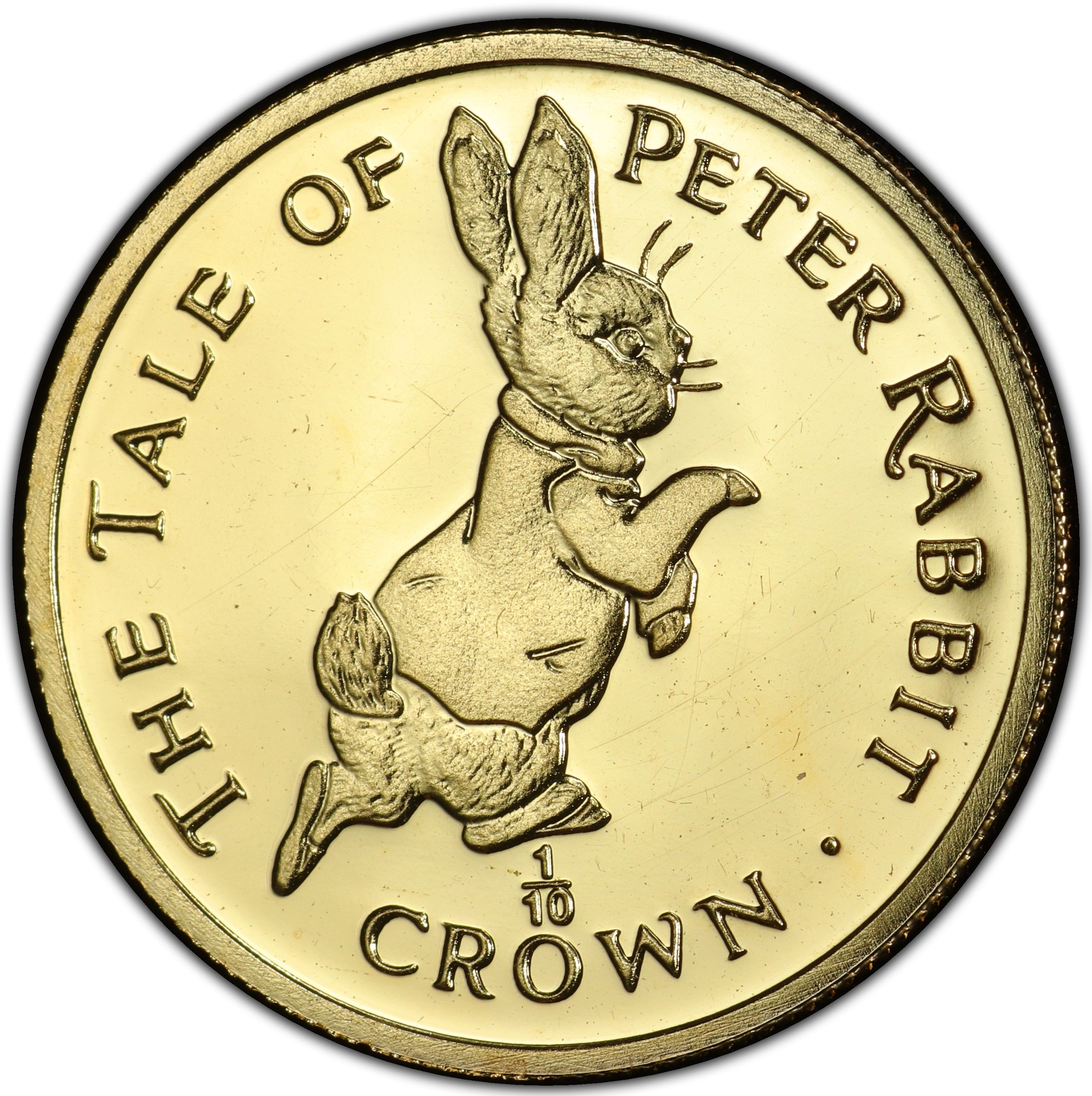Gibraltar ⅒ Crown - Elizabeth II Peter Rabbit; Gold Proof reverse