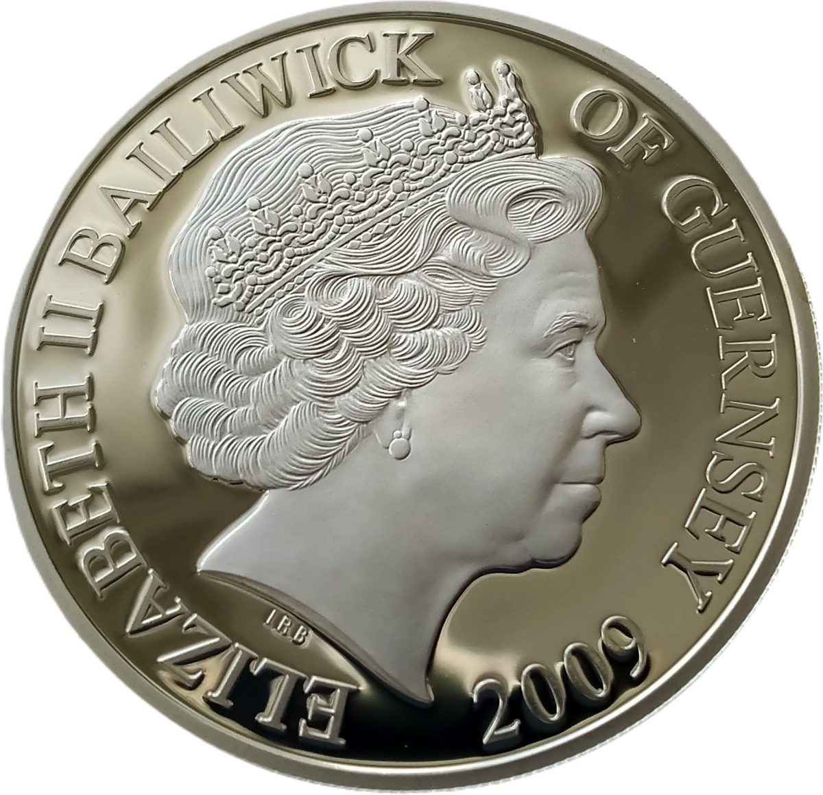 Guernsey 5 Pounds - Elizabeth II Golden Hind; Silver Proof obverse