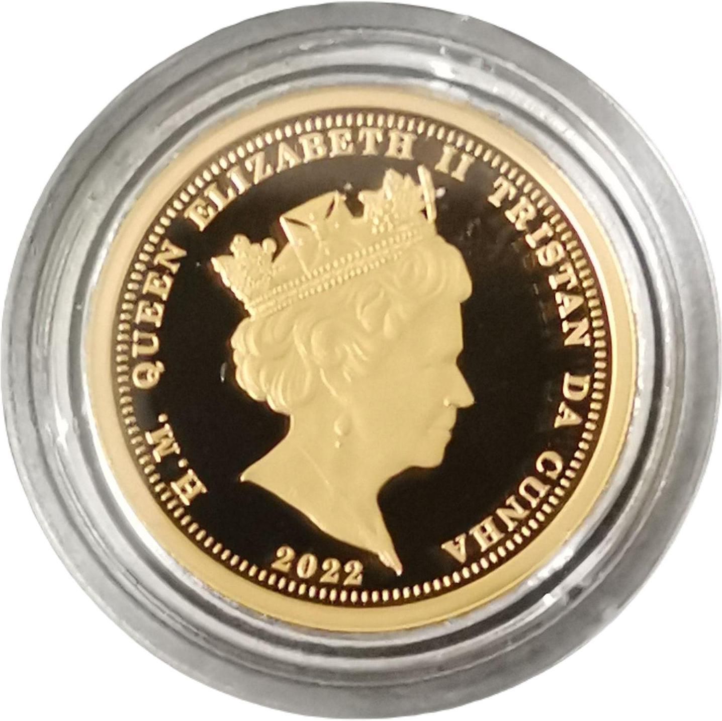 Tristan da Cunha ½ Sovereign - Elizabeth II King George VI tribute obverse