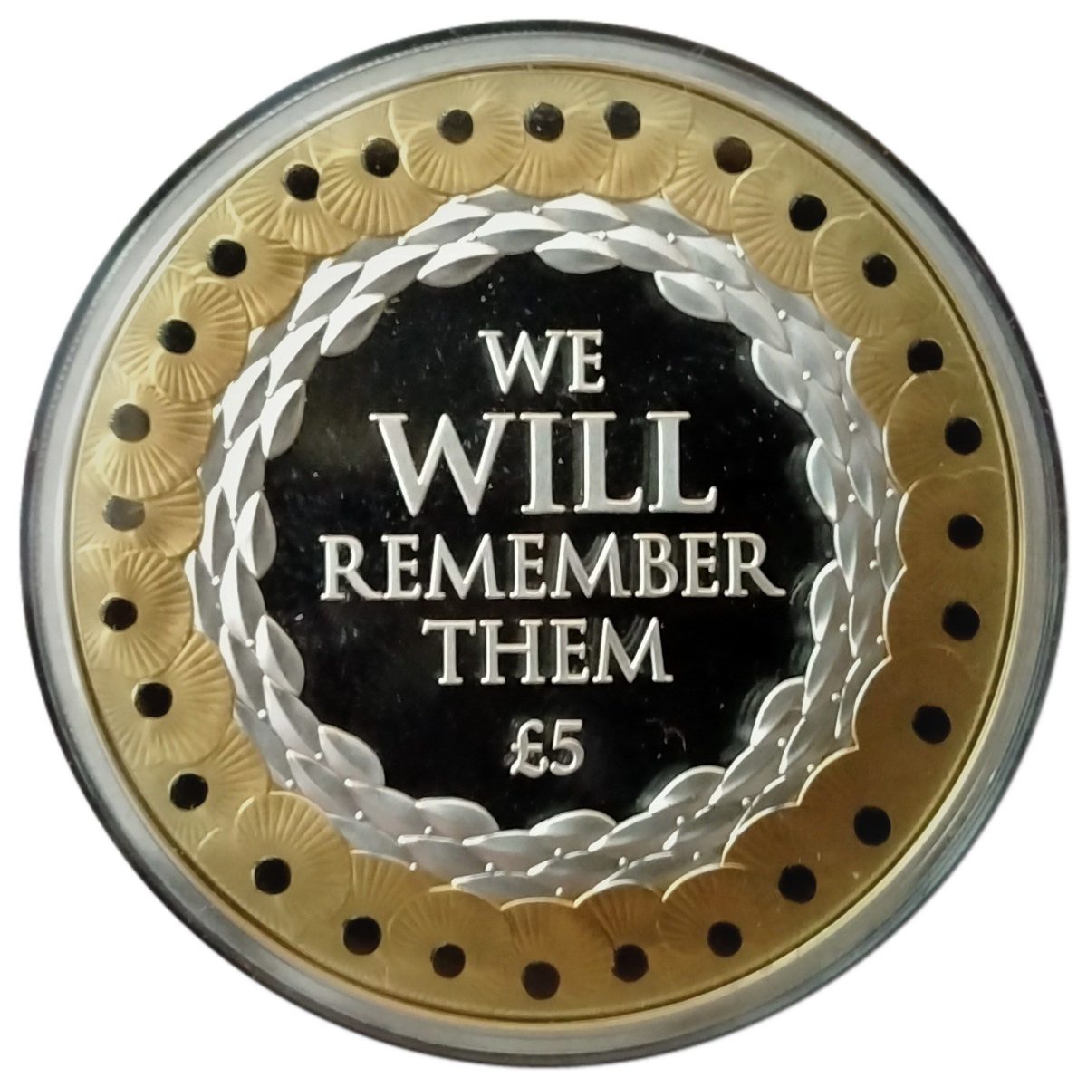 Jersey 5 Pounds - Elizabeth II Remembrance Day 2019; Gold poppies reverse