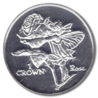 Isle of Man 1 Crown - Elizabeth II Rose; Silver Proof reverse