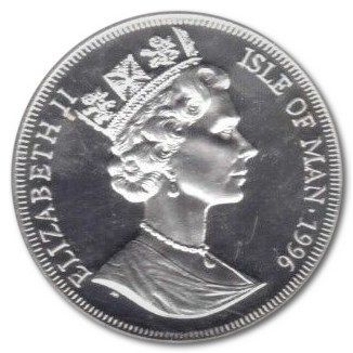 Isle of Man 1 Crown - Elizabeth II Fuchsia; Silver Proof obverse