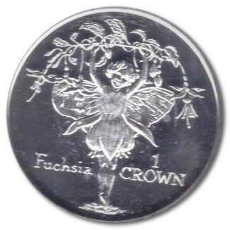 Isle of Man 1 Crown - Elizabeth II Fuchsia; Silver Proof reverse