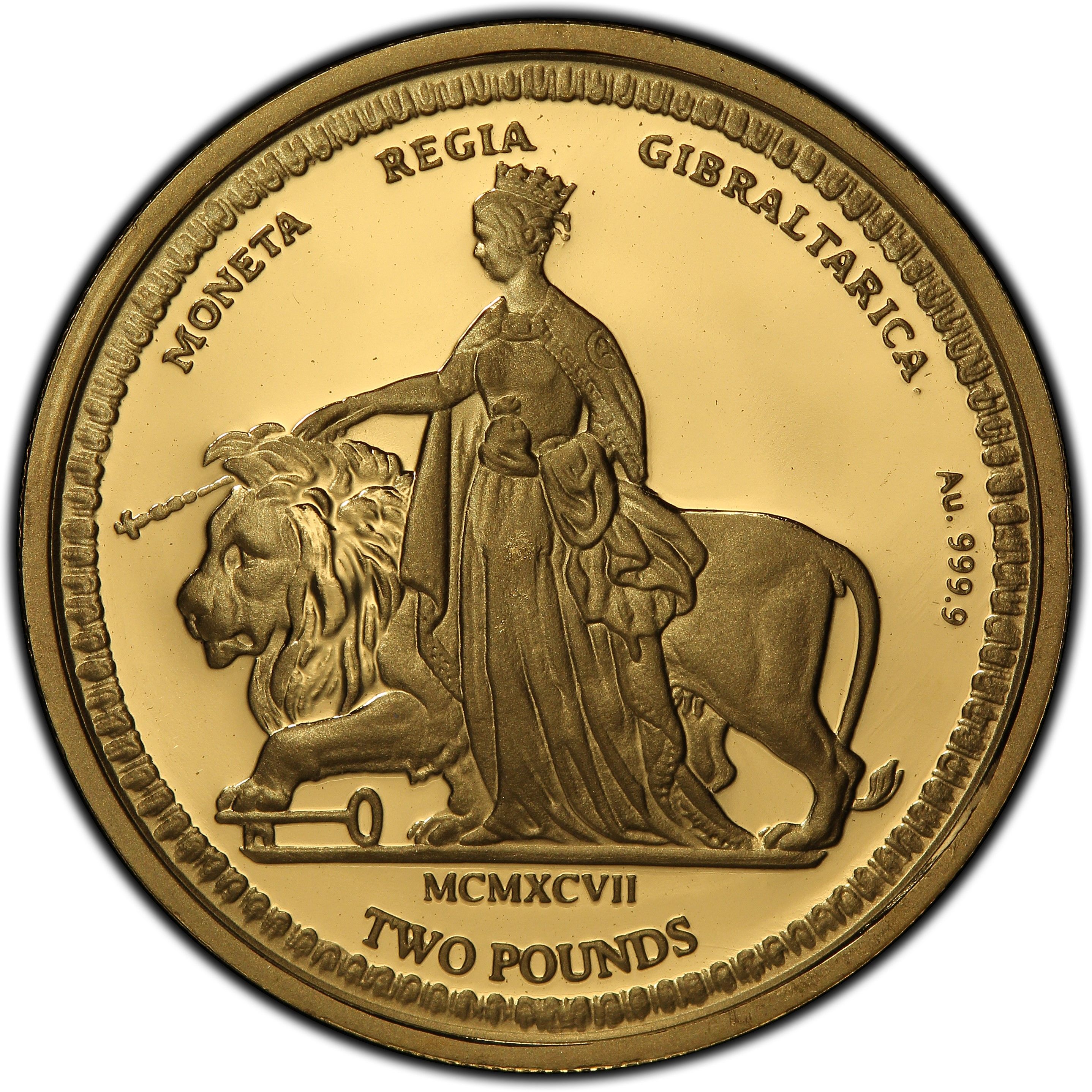 Gibraltar 2 Pounds - Elizabeth II Una and the Lion