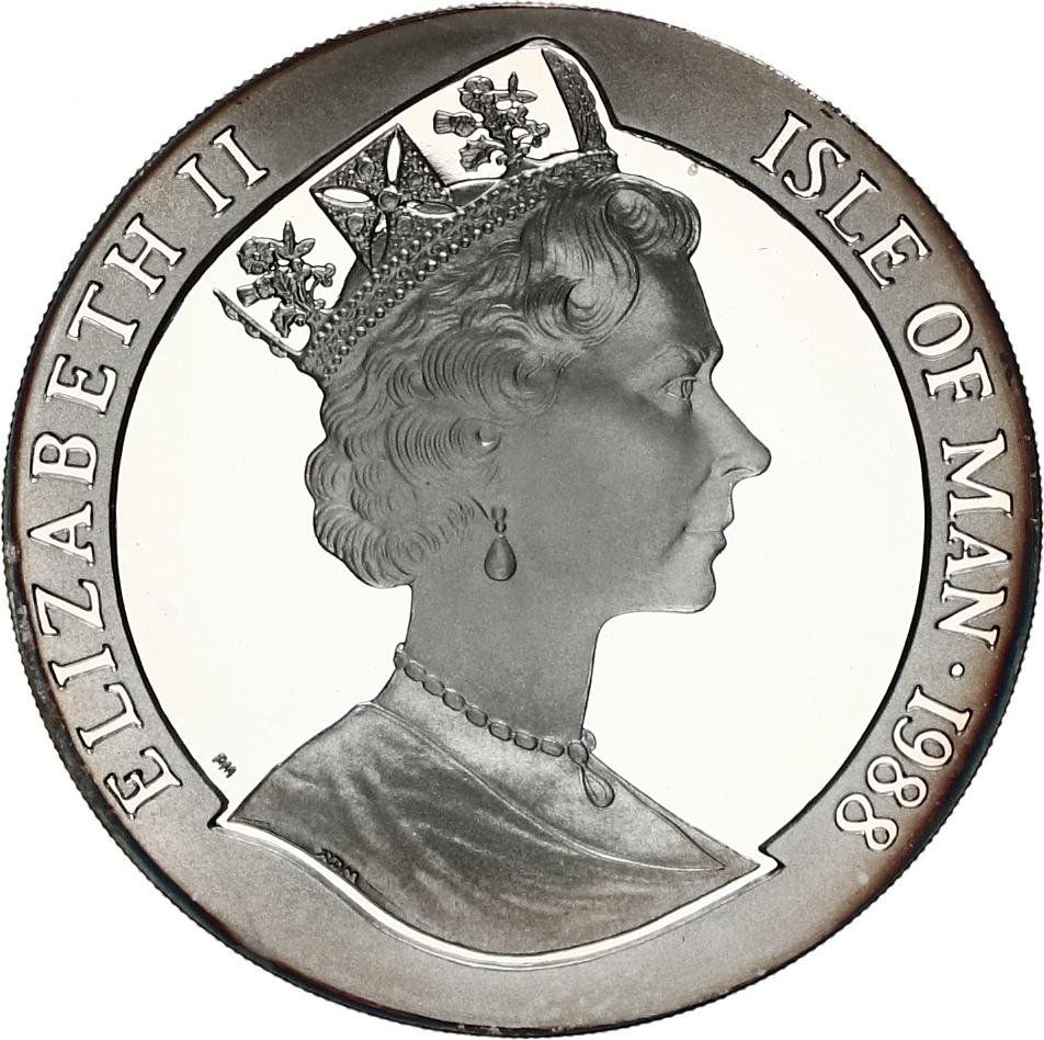 Isle of Man 1 Crown - Elizabeth II Bicentenary of Australia - Cockatoo; Silver Proof obverse