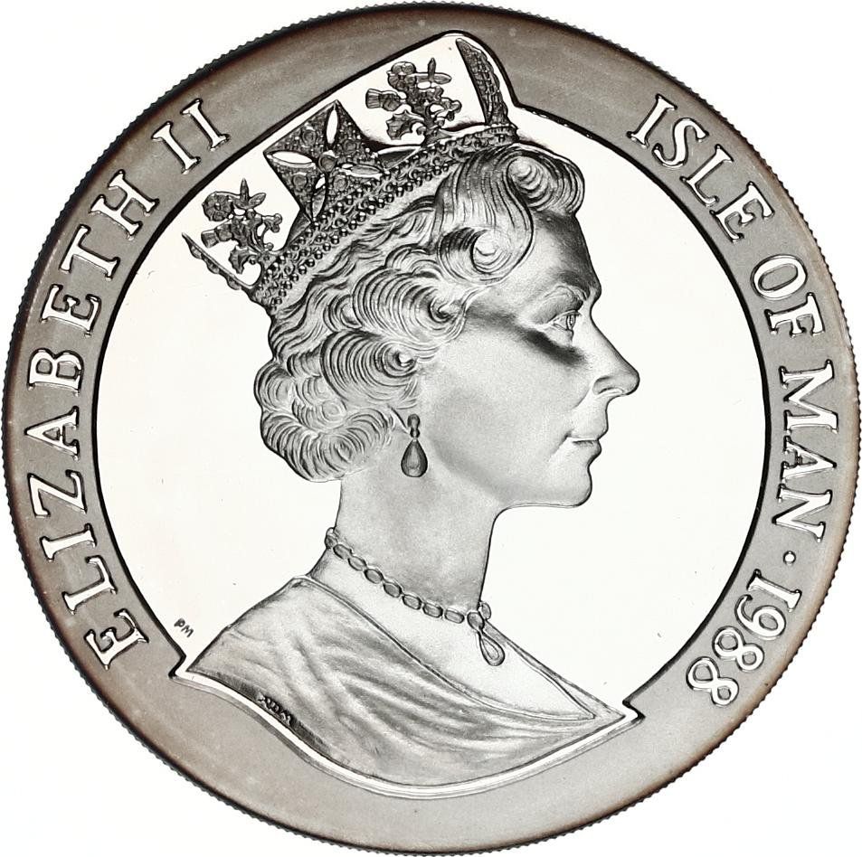 Isle of Man 1 Crown - Elizabeth II Bicentenary of Australia - Kangaroo; Silver Proof obverse