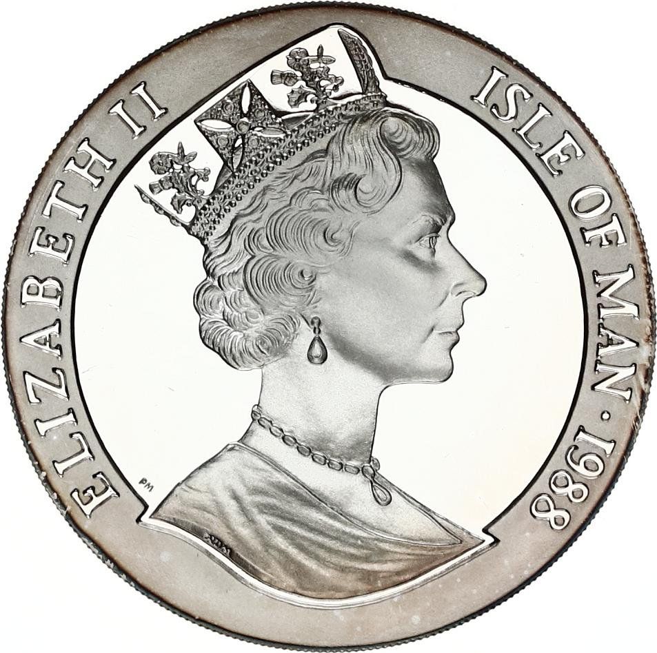 Isle of Man 1 Crown - Elizabeth II Bicentenary of Australia - Dingo; Silver Proof obverse