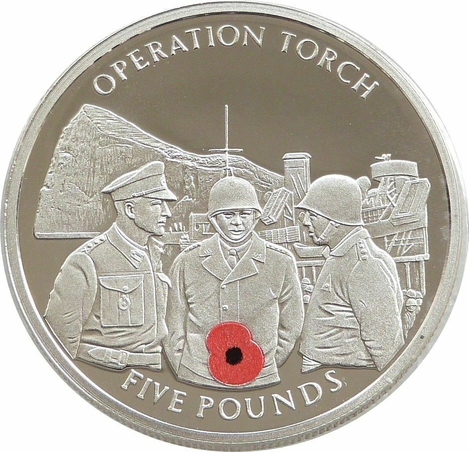 Gibraltar 5 Pounds - Elizabeth II Operation Torch reverse
