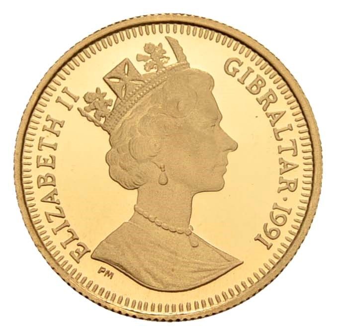 Gibraltar ⅒ Crown - Elizabeth II Javelin Thrower obverse