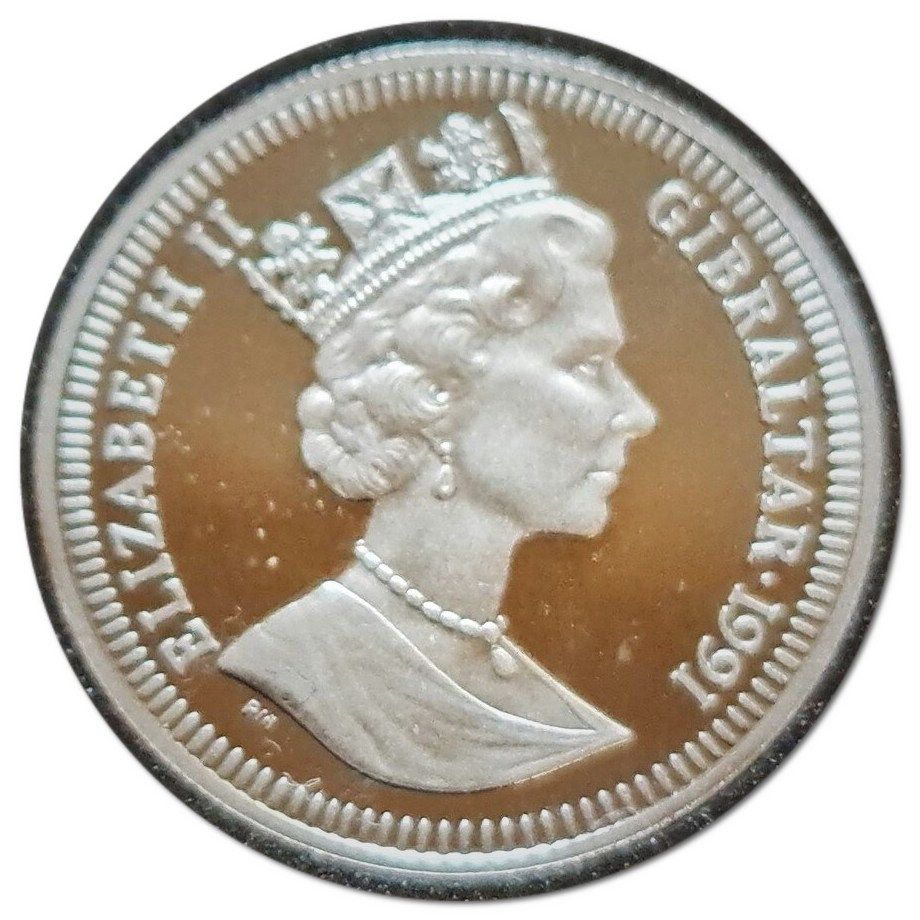 Gibraltar ⅕ Crown - Elizabeth II Chariot Racing; Platinum Proof obverse