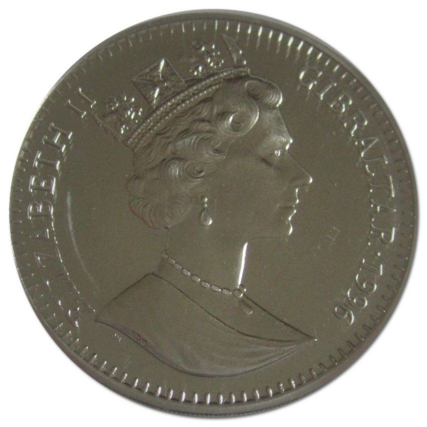 Gibraltar 1 Crown - Elizabeth II Atlanta Olympics - Tennis; Silver Proof obverse