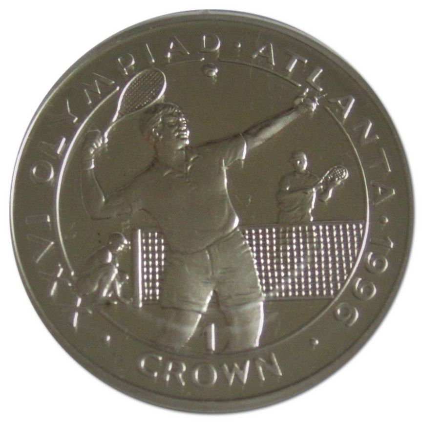Gibraltar 1 Crown - Elizabeth II Atlanta Olympics - Tennis; Silver Proof reverse