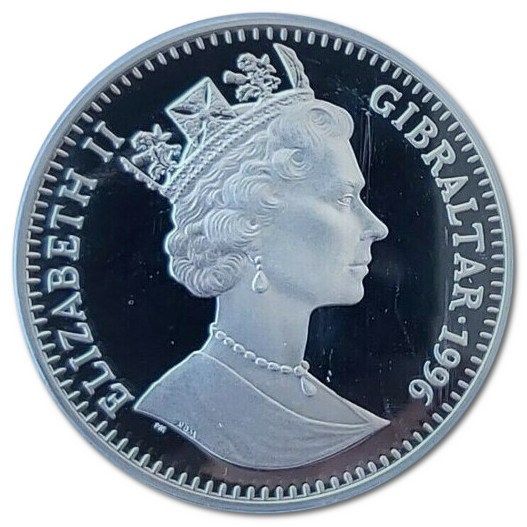 Gibraltar 1 Crown - Elizabeth II Atlanta Olympics - Volleyball; Silver Proof obverse