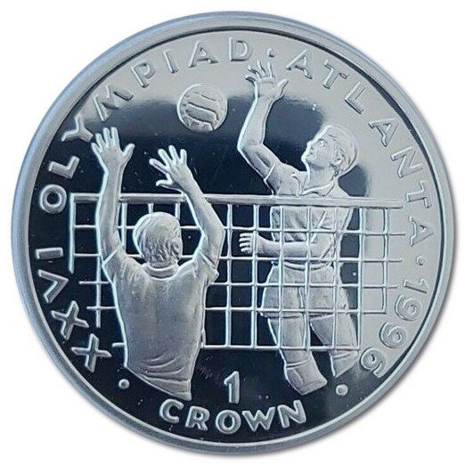 Gibraltar 1 Crown - Elizabeth II Atlanta Olympics - Volleyball; Silver Proof reverse