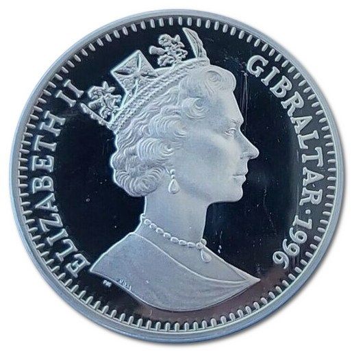 Gibraltar 1 Crown - Elizabeth II Atlanta Olympic - Basketball; Silver Proof obverse