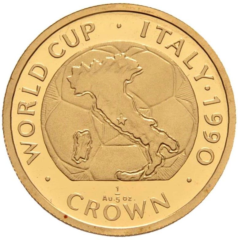 Gibraltar ⅕ Crown - Elizabeth II World Cup - Map; Gold Proof