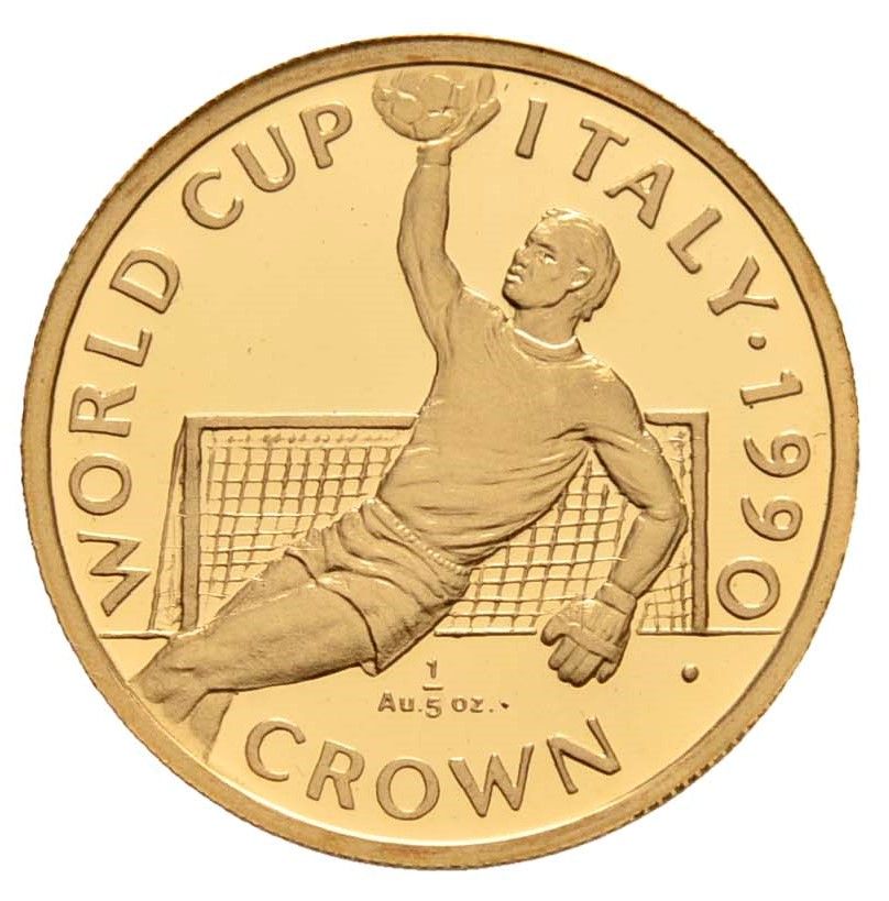 Gibraltar ⅕ Crown - Elizabeth II World Cup - Goalkeeper; Gold Proof