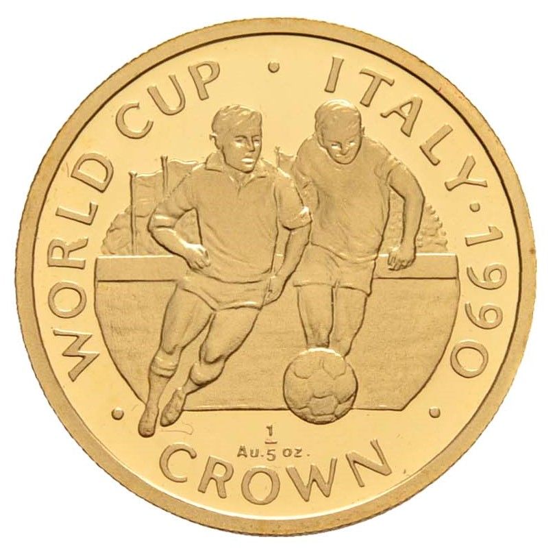 Gibraltar ⅕ Crown - Elizabeth II World Cup - Two players; Gold Proof reverse
