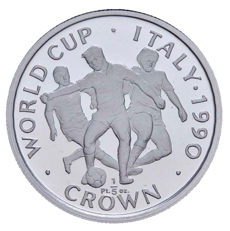 Gibraltar ⅕ Crown - Elizabeth II World Cup - Three players; Platinum Proof reverse