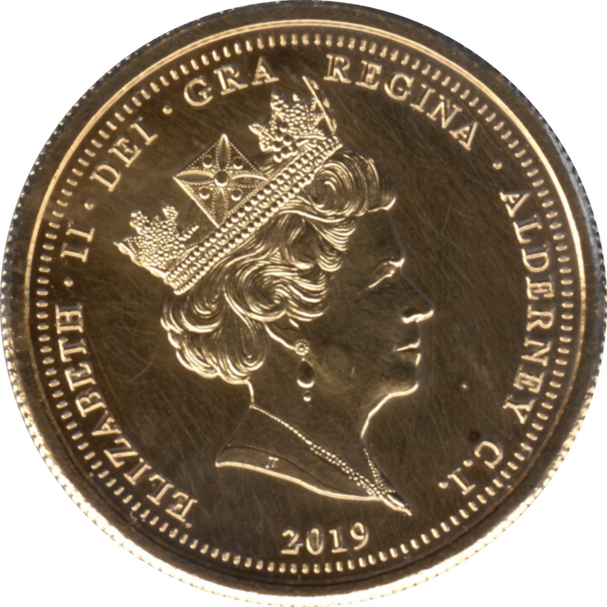 Alderney 25 Pence - Elizabeth II Moon Landing obverse