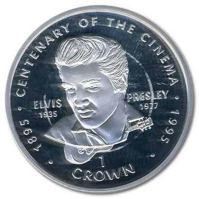 Gibraltar 1 Crown - Elizabeth II Elvis Presley; Silver Proof reverse