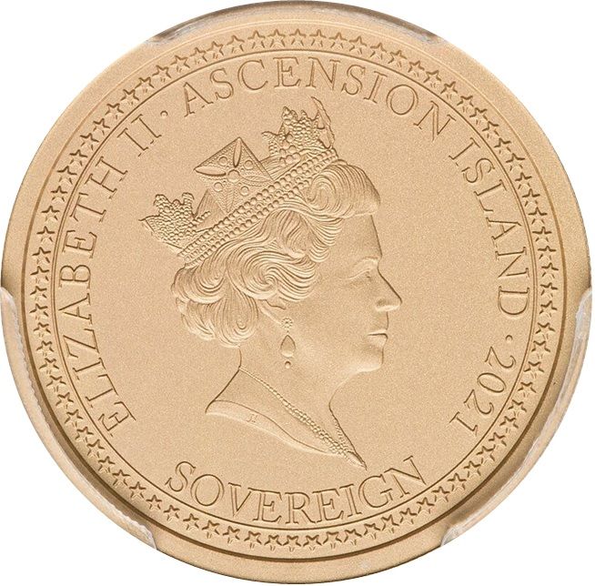 Ascension Island 1 Sovereign - Elizabeth II Bonomi Pattern obverse