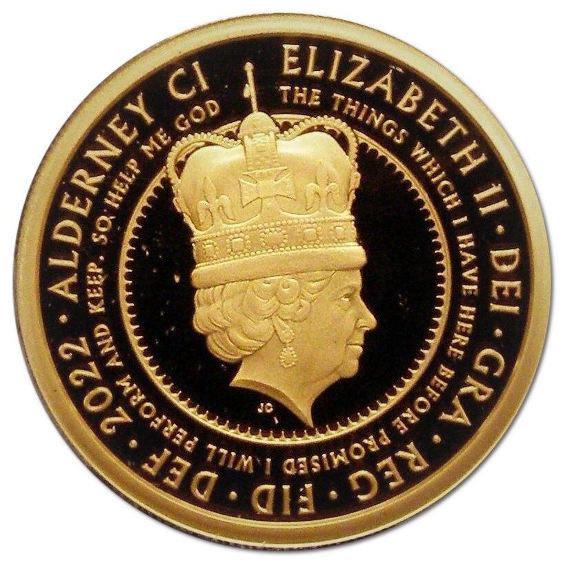 Alderney 1 Sovereign - Elizabeth II Platinum Jubilee - Queen on throne obverse