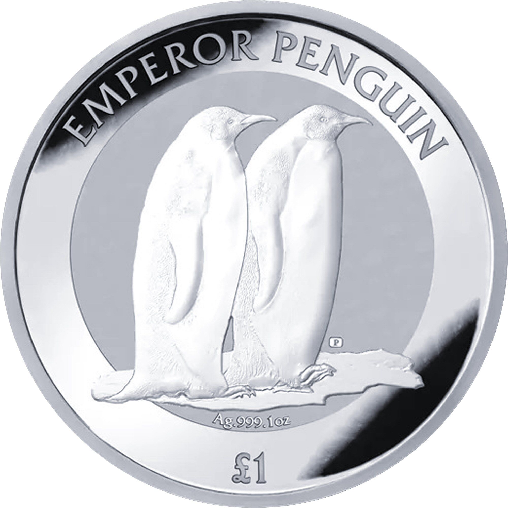 British Antarctic Territory 1 Pound - Charles III Emperor penguin; Silver bullion