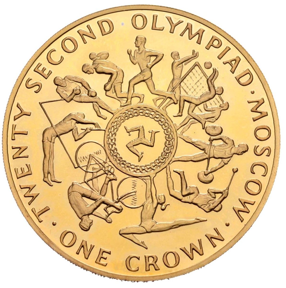 Isle of Man 1 Crown - Elizabeth II Olympics; Gold Proof reverse