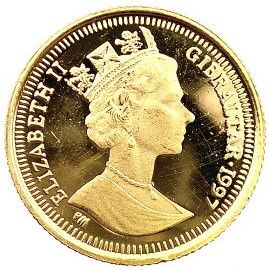 Gibraltar 1/25 Crown - Elizabeth II Peter Rabbit standing obverse