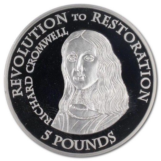 Jersey 5 Pounds - Elizabeth II Revolution to Restoration - Richard Cromwell reverse