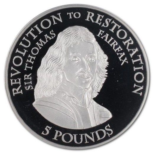 Jersey 5 Pounds - Elizabeth II Revolution to Restoration - Sir Thomas Fairfax reverse
