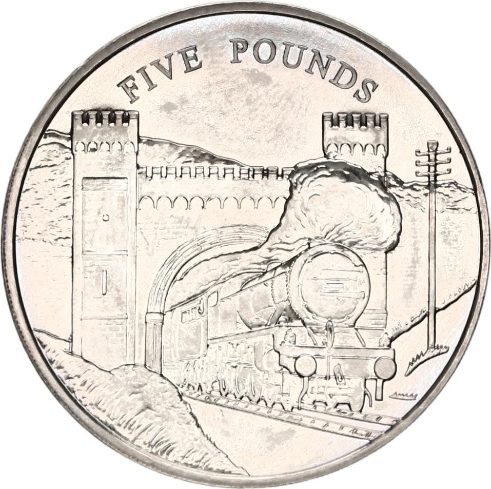 Jersey 5 Pounds - Elizabeth II Train Tunnel reverse