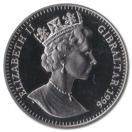Gibraltar 1 Crown - Elizabeth II Peter Rabbit Escaping; Silver Proof obverse