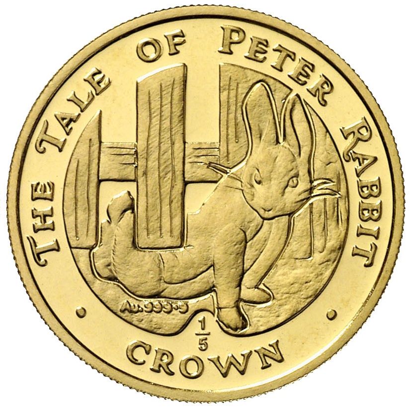 Gibraltar ⅕ Crown - Elizabeth II Peter Rabbit Escaping; Gold Proof reverse