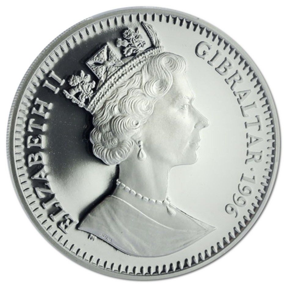 Gibraltar 1 Crown - Elizabeth II Lord Buddha; Silver Proof obverse