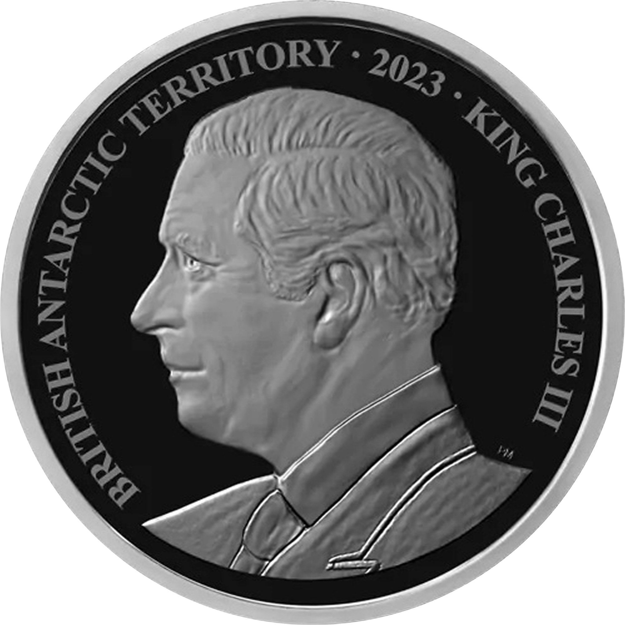 British Antarctic Territory 2 Pounds - Charles III Emperor penguin; Coloured obverse