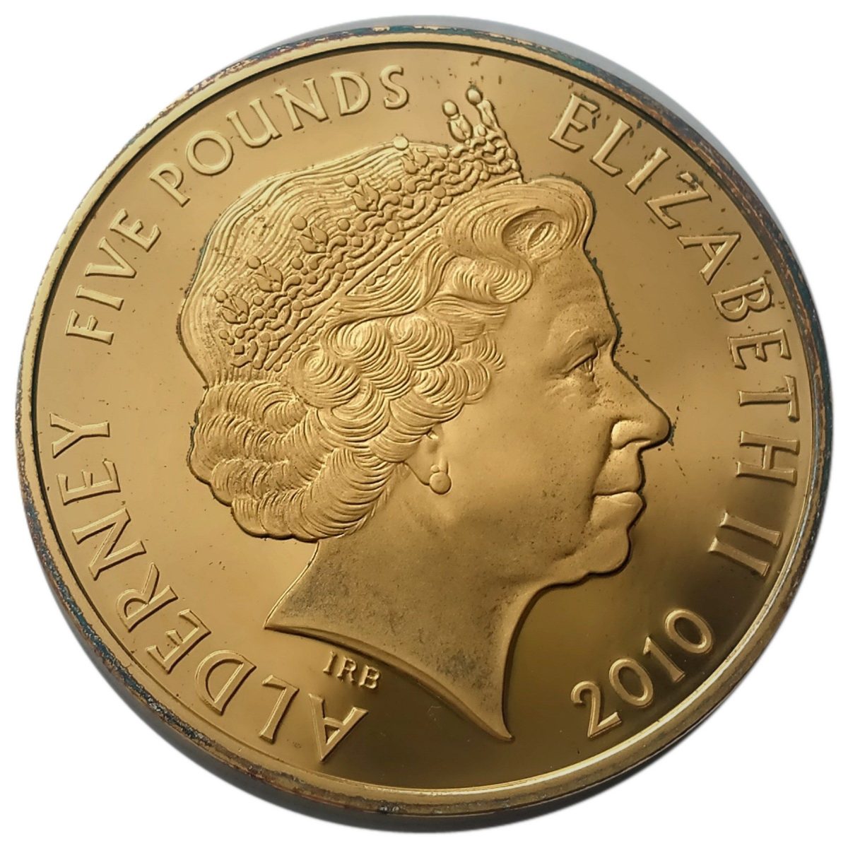 Alderney 5 Pounds - Elizabeth II Engagement of William and Catherine; Silver Proof Gold Plated obverse