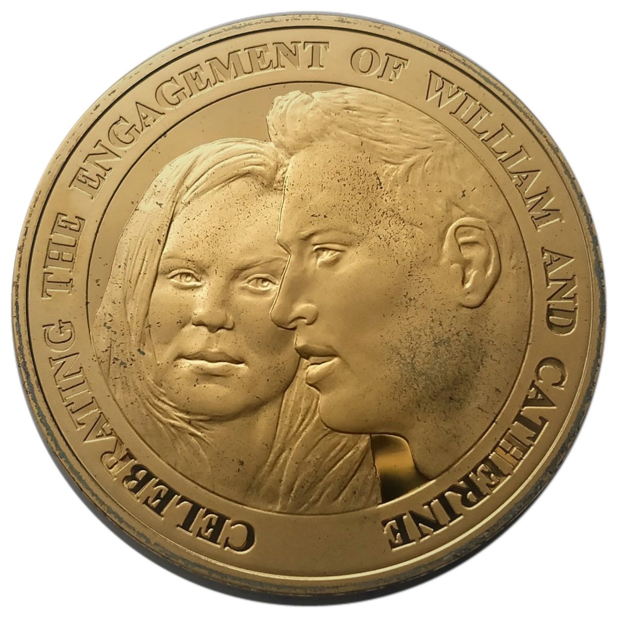 Alderney 5 Pounds - Elizabeth II Engagement of William and Catherine; Silver Proof Gold Plated