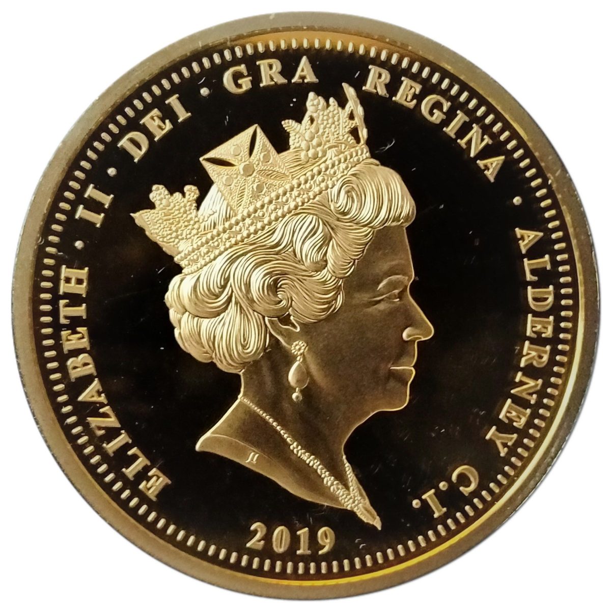 Alderney 5 Pounds - Elizabeth II 2019 Remembrance Day; Gold Plated obverse
