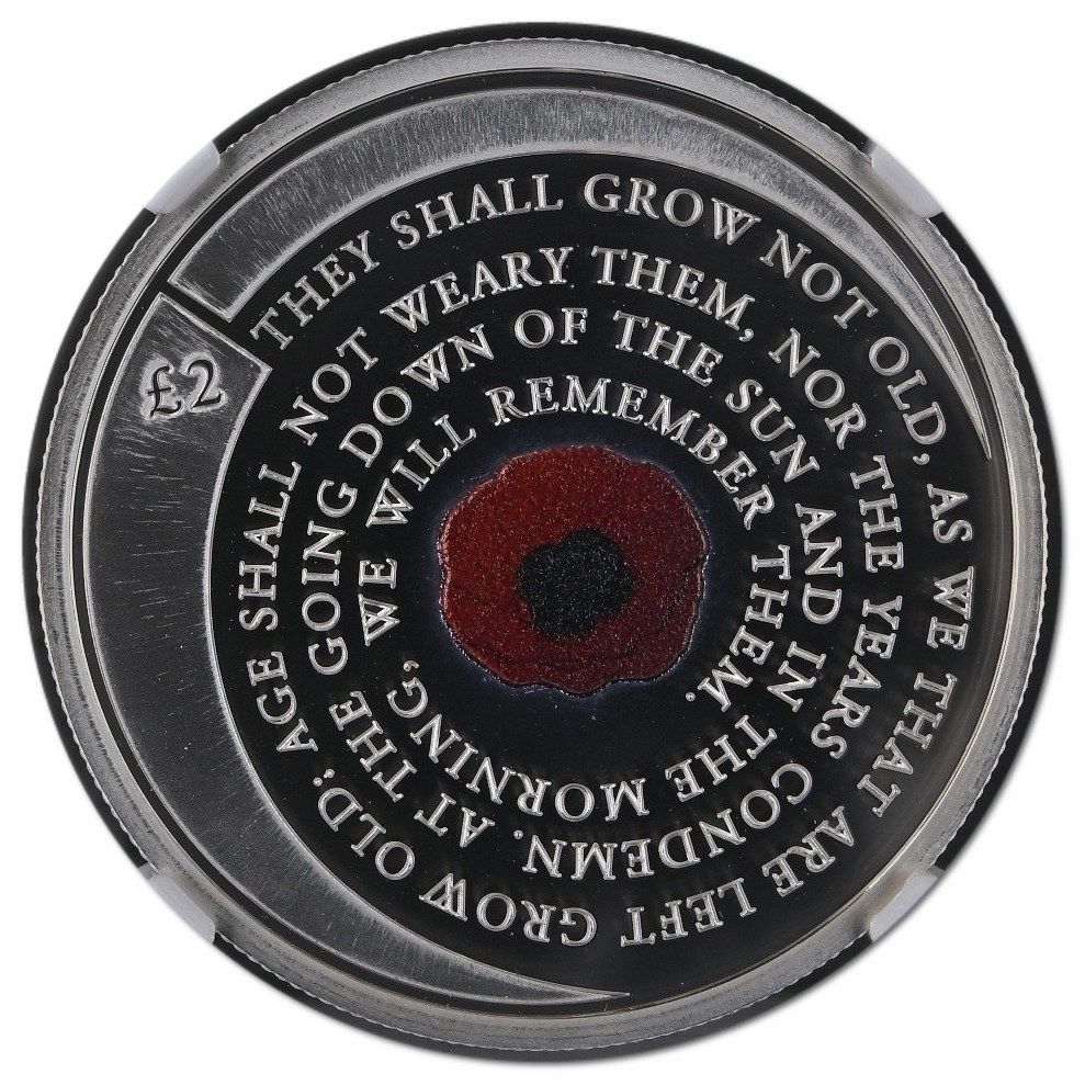 Alderney 2 Pounds - Elizabeth II 2020 Remembrance Day; Silver Proof