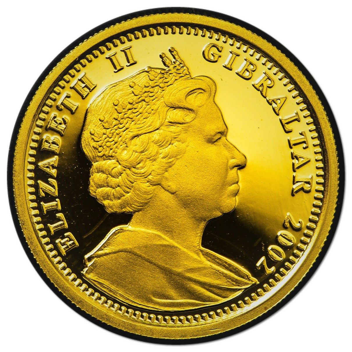 Gibraltar ⅕ Crown - Elizabeth II Peter Rabbit - 100 Years, Gold Proof obverse