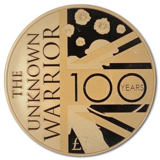Alderney 5 Pounds - Elizabeth II Unknown Warrior; Gold Proof reverse