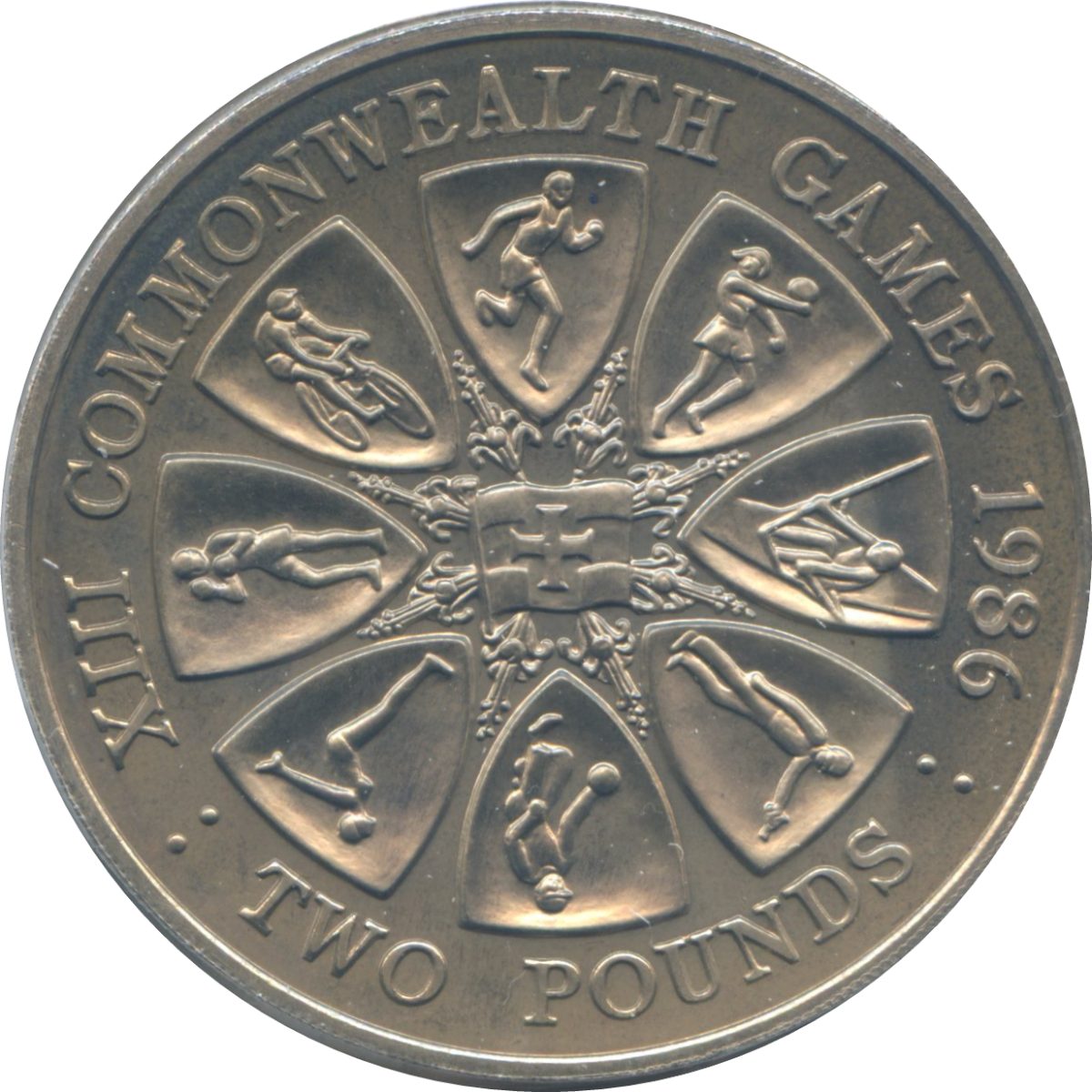 Guernsey 2 Pounds - Elizabeth II Commonwealth Games reverse